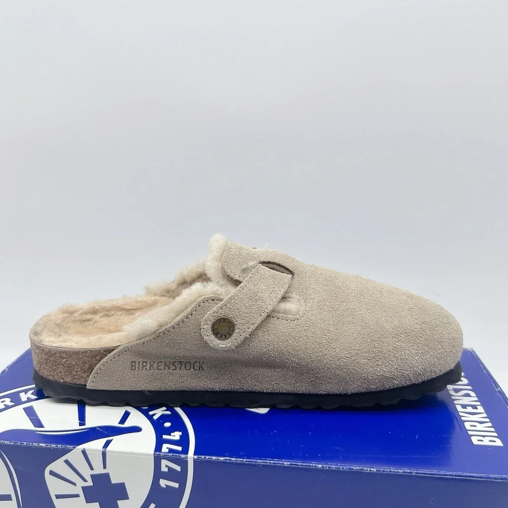 Birkenstock Boston Shearling Women's Clogs Slip On Comfort Gray Suede EU 38 US 7 - Picture 10 of 15